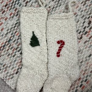 Anthropologie Hand Knitted Christmas Stockings (set of 2)